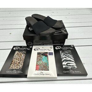 Women's Onesole Black Snap Soft Step Interchangeable Wedge Slides Sandals Size 8